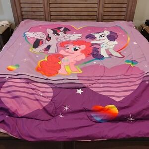 Vintage My Little Pony Twin Comforter 86 x 70 Reversible Pink w Purple Bedding